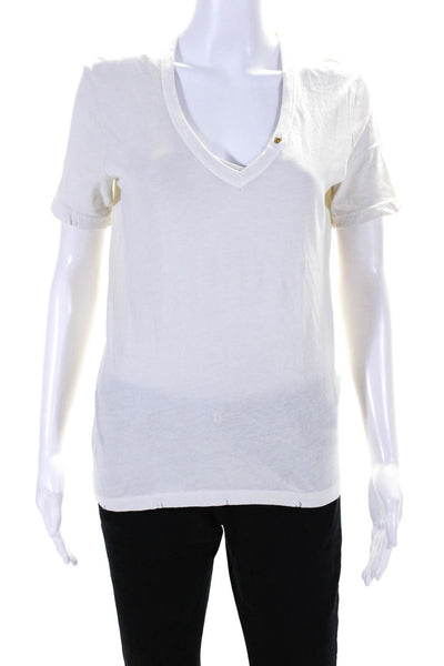 Zadig & Voltaire Womens Cotton V-Neck Short Sleeve T-Shirt Top Beige Size XS