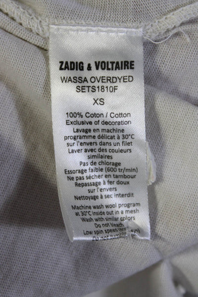 Zadig & Voltaire Womens Cotton V-Neck Short Sleeve T-Shirt Top Beige Size XS