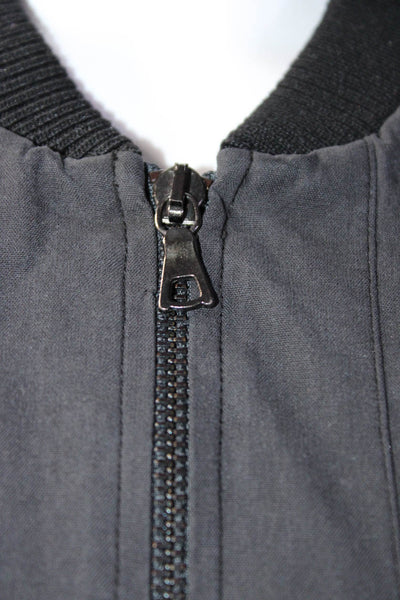 Go By GoSilk Womens 100% Silk Zippered Long Sleeved Bomber Jacket Gray Size M