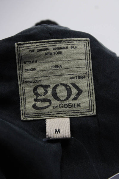 Go By GoSilk Womens 100% Silk Zippered Long Sleeved Bomber Jacket Gray Size M