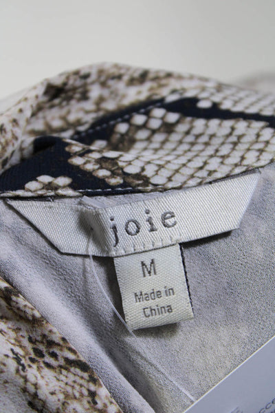 Joie Womens Long Sleeve Collared Half Button Snake Print Dress Brown Size Medium
