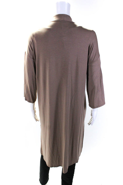 Eileen Fisher Womens Jersey Knit Two Pocket Open Duster Barley Brown Size PS