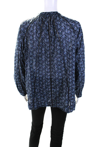 Joie Womens Spotted Tied Neck Long Sleeved Buttoned Blouse Navy Blue Size M