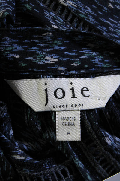 Joie Womens Spotted Tied Neck Long Sleeved Buttoned Blouse Navy Blue Size M