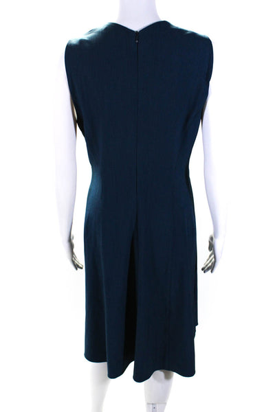 M.M. Lafleur Womens Back Zip Sleeveless V Neck Shift Dress Blue Size 6