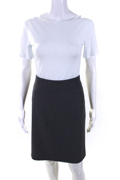 M.M. Lafleur Womens Side Zip Knee Length Pencil Skirt Gray Size 8