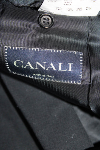 Canali Mens Wool Notched Lapel Double Vented Two Button Blazer Black Size 50