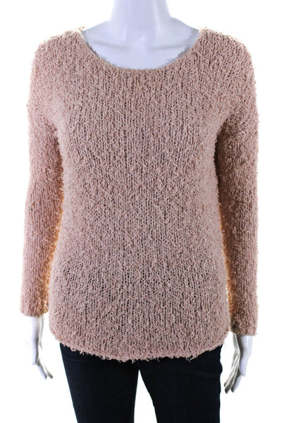 Vince Womens Long Sleeve Round Neck Fuzzy Pullover Sweater Pink Size XS