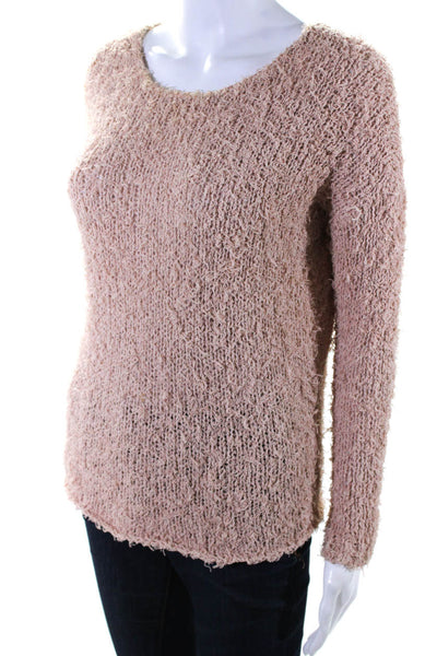 Vince Womens Long Sleeve Round Neck Fuzzy Pullover Sweater Pink Size XS