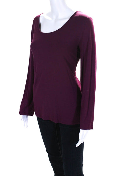 Eileen Fisher Womens Long Sleeve Scoop Neck Oversized Shirt Dark Berry Large