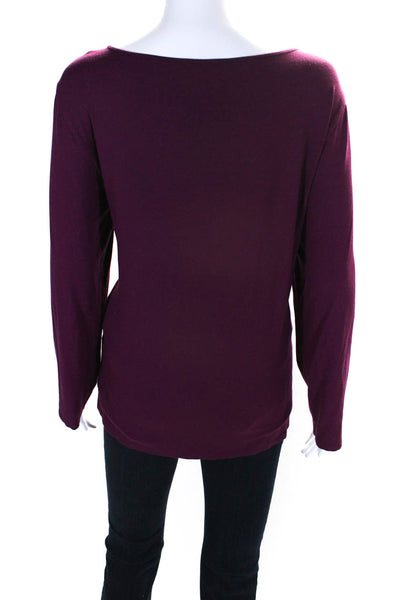 Eileen Fisher Womens Long Sleeve Scoop Neck Oversized Shirt Dark Berry Large