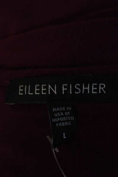 Eileen Fisher Womens Long Sleeve Scoop Neck Oversized Shirt Dark Berry Large