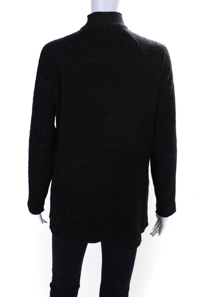 Eileen Fisher Womens Open Front Long Sleeve Light Jacket Black Cotton Size PL