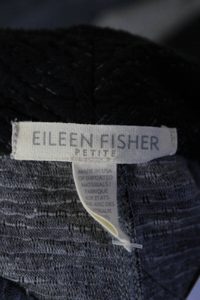 Eileen Fisher Womens Open Front Long Sleeve Light Jacket Black Cotton Size PL