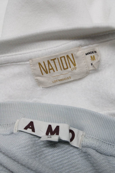Nation LTD Amo Womens White Crew Neck Cotton Pullover Sweatshirt Size M Lot 2