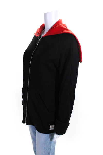 Valentino Womens Full Zipper Jacket Black Red Cotton Blend Size Medium