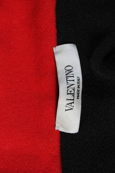 Valentino Womens Full Zipper Jacket Black Red Cotton Blend Size Medium