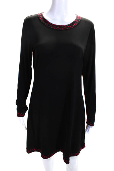 Michael Michael Kors Womens Spotted Trimmed Long Sleeve Zip Dress Black Size M