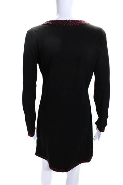 Michael Michael Kors Womens Spotted Trimmed Long Sleeve Zip Dress Black Size M