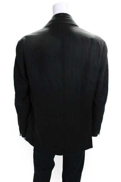 Kroon Mens Collared High Neck Zip Up Three Pocket Long Sleeve Coat Black Size L