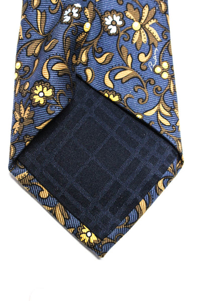 Burberry London Blue Label Mens Silk Floral Print Necktie Navy Size OS