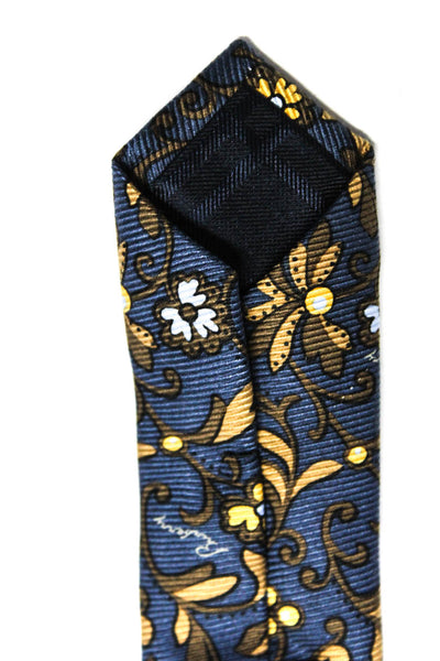 Burberry London Blue Label Mens Silk Floral Print Necktie Navy Size OS
