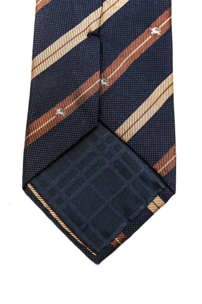 Burberry London Blue Label Mens Silk Striped Necktie Navy Size OS