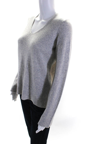 Theory Womens Pullover V Neck Soft Cashmere Sweatshirt Gray Size Small