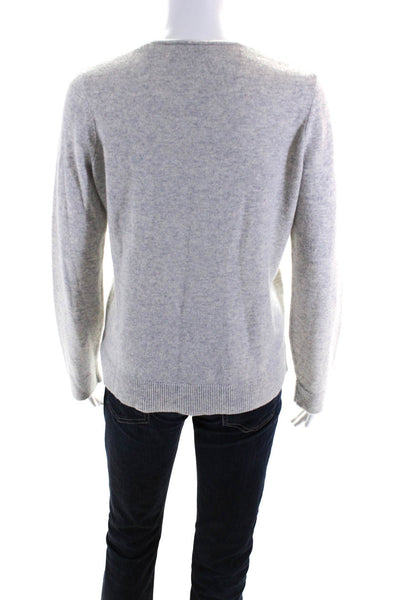 Theory Womens Pullover V Neck Soft Cashmere Sweatshirt Gray Size Small