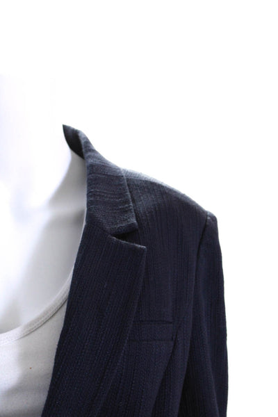 Joie Womens Textured V-Neck Notch Collar One Button Blazer Jacket Navy Size S