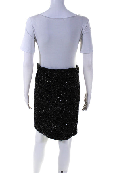All Saints Womens Sequin Embellished Pencil Skirt Black Size 10