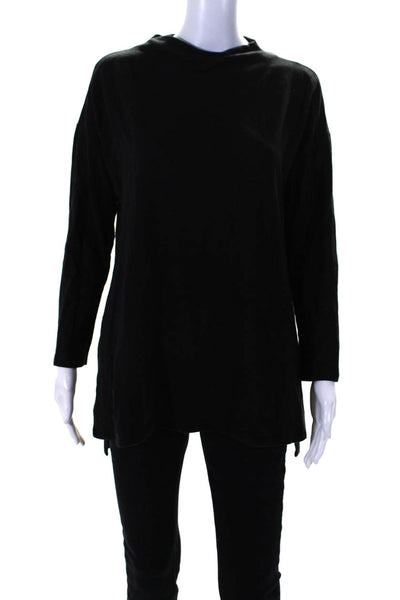 Eileen Fisher Womens Long Sleeve Mock Neck T shirt Black Size S