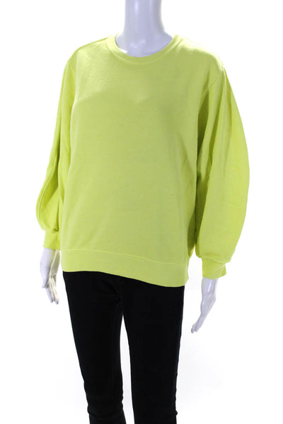 Agolde Womens Neon Yellow Crew Neck Long Sleeve Pullover Sweatshirt Size 1