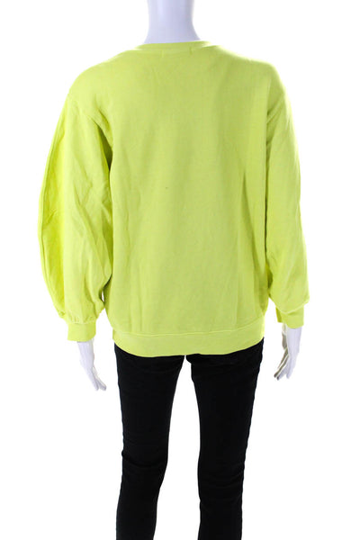 Agolde Womens Neon Yellow Crew Neck Long Sleeve Pullover Sweatshirt Size 1