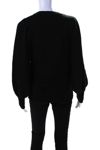 525 America Womens Black Crew Neck Long Sleeve Pullover Sweater Top Size M