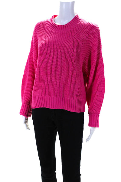 525 Womens Pink Cotton Crew Neck Long Sleeve Pullover Sweater Top Size M