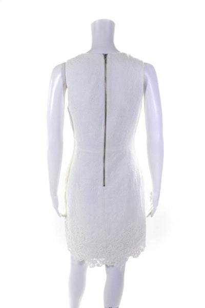 Rebecca Taylor Womens Cotton Textured Embroider Hem Sheath Dress White Size 6