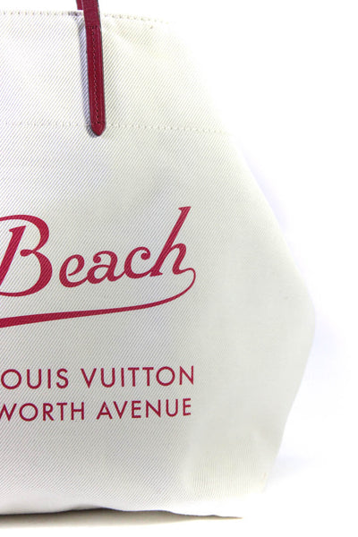 Louis Vuitton Womens Leather Trim Palm Beach Articles De Voyage Cabas Tote Shoul