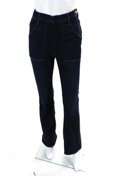 Frame Denim Womens Cotton Denim Dark-Wash Side Zip Flared Jeans Blue Size 29
