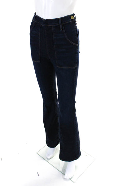 Frame Denim Womens Cotton Denim Dark-Wash Side Zip Flared Jeans Blue Size 29