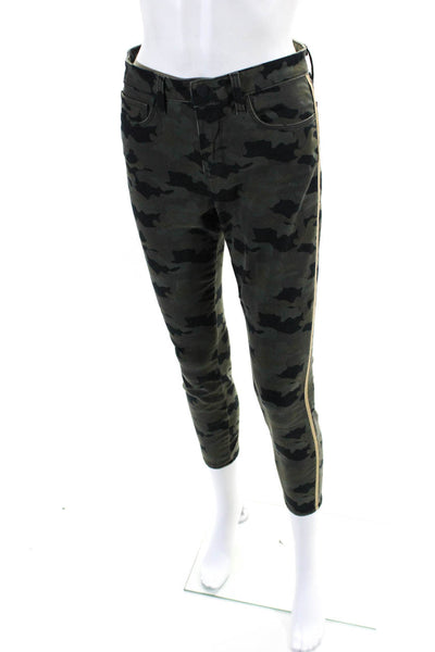 L'Agence Womens Cotton Camouflage Print Cigarette Leg Jeans Green Black Size 25