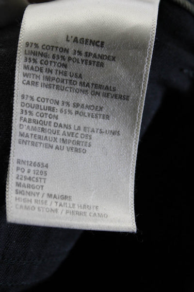 L'Agence Womens Cotton Camouflage Print Cigarette Leg Jeans Green Black Size 25