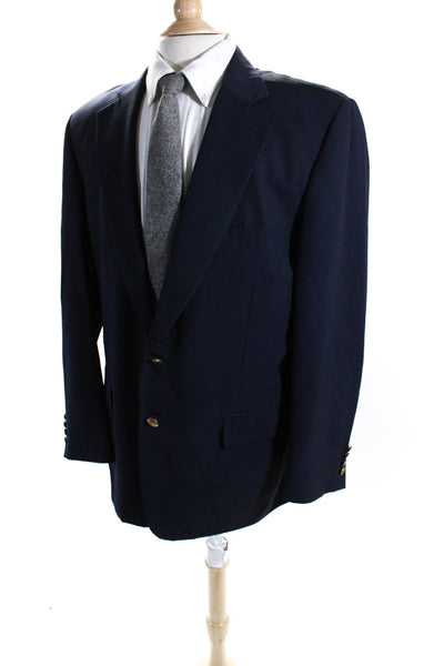 Paul Stuart Mens Wool Single Vented Two Button Blazer Jacket Navy Blue Size 43