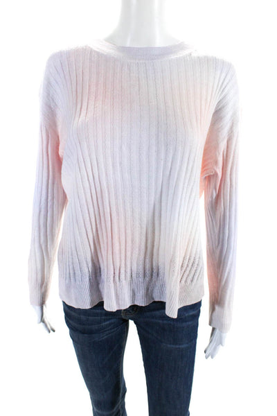 Line Womens Pink Linen Ribbed Tie Dye Crew Neck Pullover Sweater Top Size XS