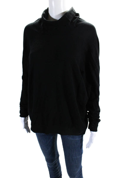 Helmut Lang Womens Oversized Turtleneck Tie Front Sweater Black Size Medium