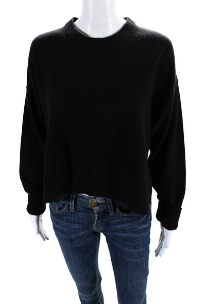 T Alexander Wang Womens Oversized Side Slit Crew Neck Sweater Black Wool Medium