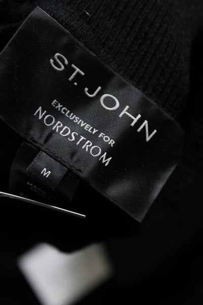 St. John Womens Sleeveless Mock Neck Cashmere Knit Top Black Size Medium