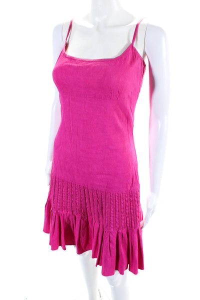 Elie Tahari Women's Scoop Neck Spaghetti Straps Mini Dress Pink Size XS