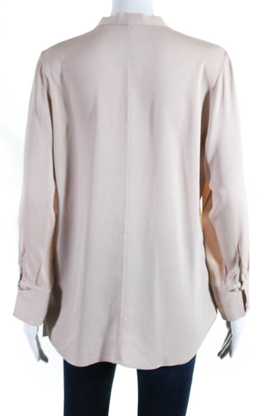 Theory Womens Silk V Neck Button Down Abbia R Blouse Pink Size Medium