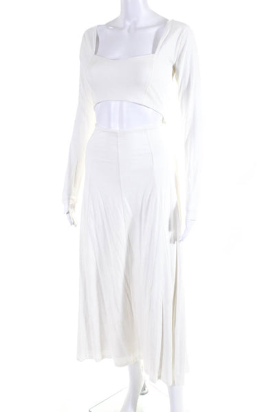 The Line By K Womens Cotton Long Sleeve Cut Out Long A-Line Dress White Size S